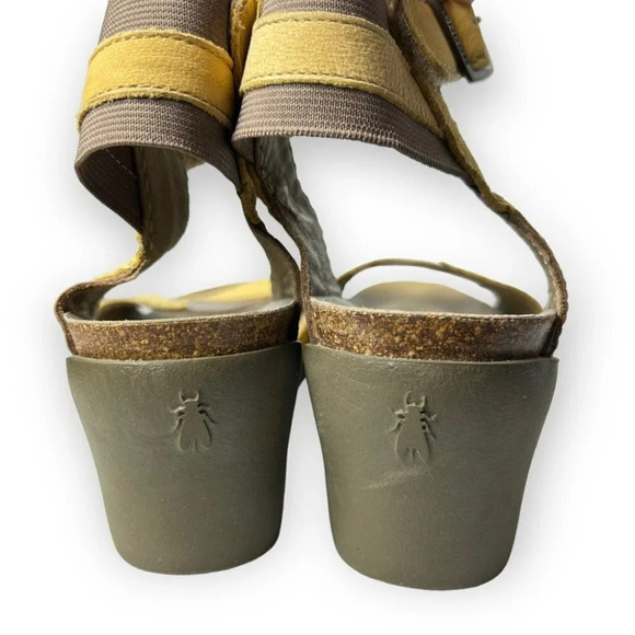 Fly London Imat Bumblebee/Bronze Wedge Sandals 36 - Picture 9 of 12